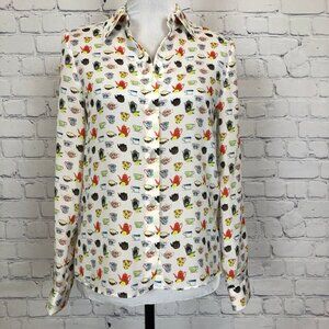 Alice + Olivia 100% Silk Willa Tea Party Blouse Size XS